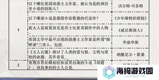 光与夜之恋长思今寄答案大全 长思今寄书海文渊活动答案